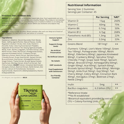 Tikmins Super Greens Multivitamin Gummies